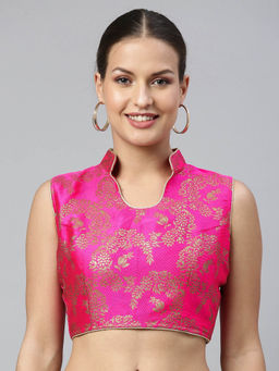 FLAHER - Women Pink Woven Jacquard Stitched Blouse