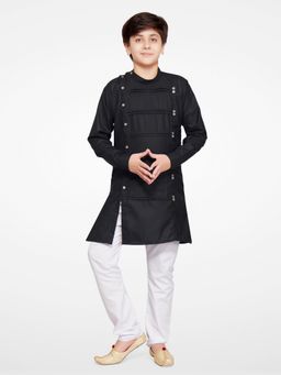 Jeetethnics - Boys Black Kurta Pyjama (Set of 2)