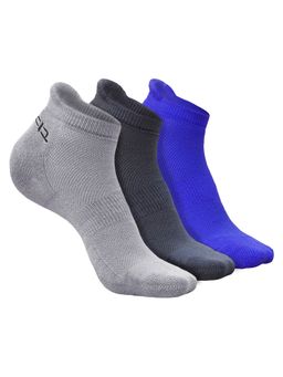 Heelium - Bamboo Ankle Socks-FreeSize UK7-11,3 Pairs,LGrey,DGrey,RBlue,Anti dour (Pack of 3)
