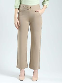 Monte Carlo - Women Beige Solid Regular Fit Jeggings