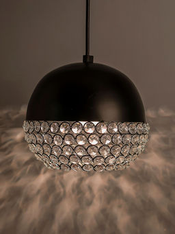 Homesake - Black Crystal Hanging Globe Light