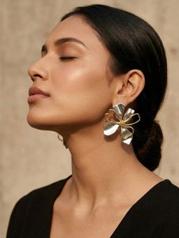 The Bling Girll - White with Golden Drop Earring