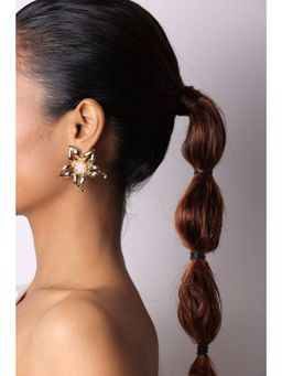 The Bling Girll - White with Golden Flower Drop Earring