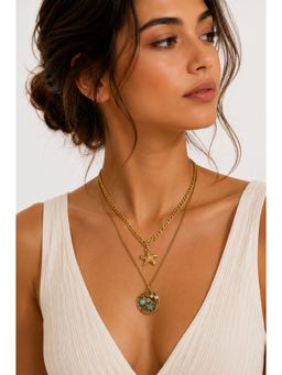 MAASHA - Gold-Toned Ocean Charm Layered Pendant Necklace