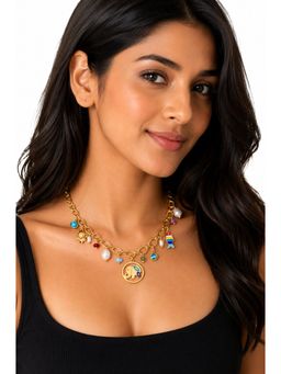 MAASHA - Gold-Toned Decorative Charm Statement Necklace
