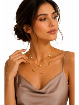 MAASHA - Gold-Toned Layered Pearl Accent Statement Necklace