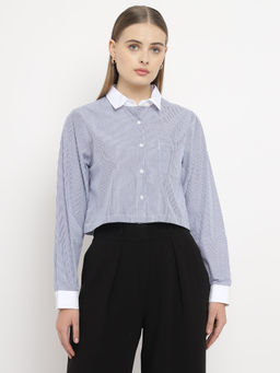 Sands of India - Striped Crop Banker Shirt