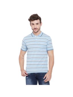 Okane - Men Blue Stripes Polo Collar T-shirt