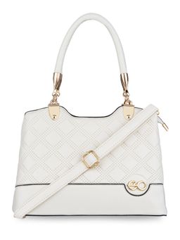 E2O - Fancy White Textured Handbag With Detailing For Women's