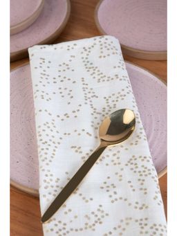 Freedom Tree - Kabini Stars Cotton Light Slub Gold Print & Pattern Napkins - Set Of 4