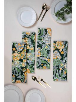 Freedom Tree - Para Para Pure Cotton Emerald Green Print & Pattern Napkins - Set Of 4