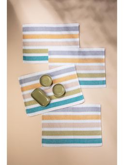 Freedom Tree - Striper Woven Cotton Multi-Colored Solid & Woven Table Mats - Set Of 4