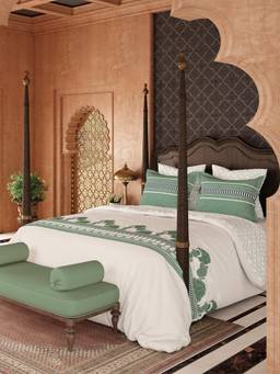 MYTRIDENT - Jaipur Cotton King Bedsheet for Double Bed, 210Tc, Toran Dwar