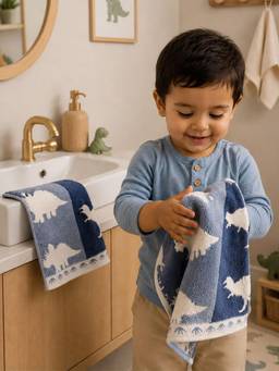 MYTRIDENT - Kids Hand Towel for Boys and Girls, 100% Cotton (Pack of 2)