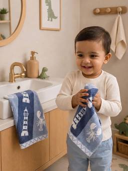 MYTRIDENT - Kids Hand Towel for Boys and Girls, 100% Cotton (Pack of 2)