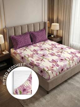 MYTRIDENT - Fitted Bedsheet for Double Bed King Size, 180 Tc, 100% Cotton