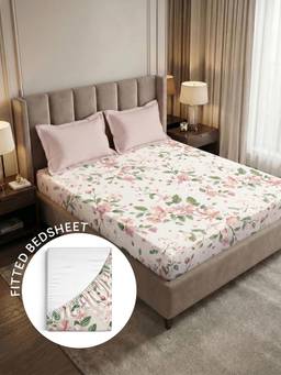 MYTRIDENT - Fitted Bedsheet for Double Bed King Size, 180 Tc, 100% Cotton