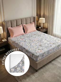 MYTRIDENT - Fitted Bedsheet for Double Bed King Size, 180 Tc, 100% Cotton