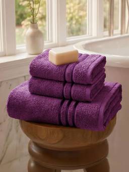 MYTRIDENT - Towel Set, Quick Drying, 100% Cotton (Pack of 3)