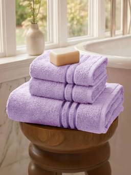 MYTRIDENT - Towel Set, Quick Drying, 100% Cotton (Pack of 3)