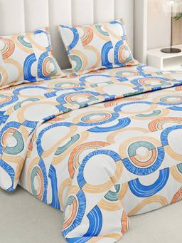 RIVERMOOR - Ultrasoft Floral Double Bed Size Bedsheet, Sky Blue