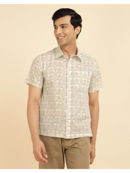 Fabindia - White Cotton Hand Block Printed Regular Shirt