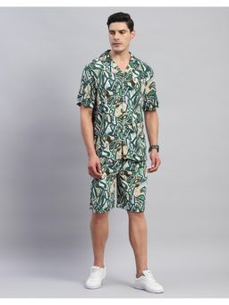 Rock.it - Men's Green Printed Collared Neck Half Sleeve Co-Ord (Set of 2)