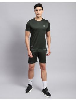 Rock.it - Men's Olive Solid Round Neck Half Sleeve Short (Set of 2)