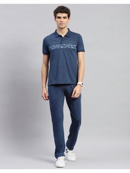 Monte Carlo - Men's Blue Solid Half Sleeve Regular Fit T-Shirt & Pant (Set of 2)
