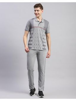 Monte Carlo - Men's Printed Grey Polo Neck Half Sleeve Regular Fit T-Shirt & Pant (Set of 2)