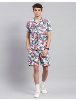 Monte Carlo - Men's Multi Floral Print Collared Neck Half Sleeve Regular Fit Co-Ord (Set of 2)
