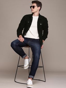 High Star - Men Black Solid Denim Jacket