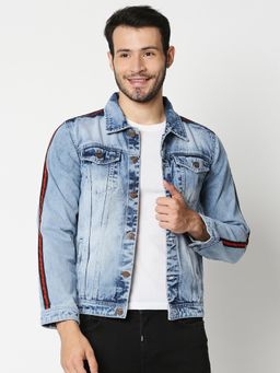High Star - Washed Spread Collar Long Sleeves Denim Jacket