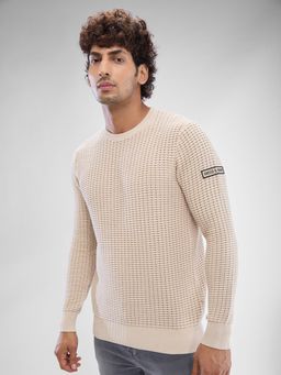 Spykar - Full Sleeve Regular Woven White Sweater for Men