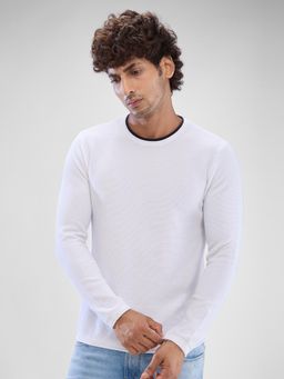 Spykar - Full Sleeve Regular Solid White Sweater for Men