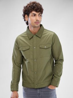 Spykar - Full Sleeve Regular Fit Green Jacket for Men