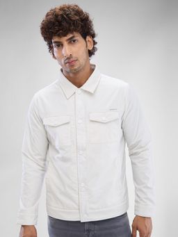 Spykar - Full Sleeve Regular Fit White Shacket for Men