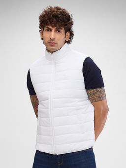 Spykar - Sleeveless Regular Fit White Jacket for Men