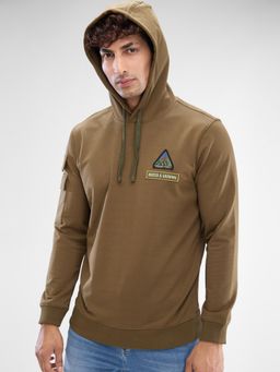 Spykar - Full Sleeve Regular Solid Khaki Sweatshirt for Men