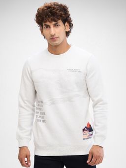Spykar - Full Sleeve Slim Solid White Sweatshirt for Men