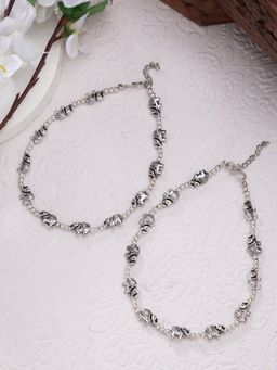 NVR - Women Silver Plated Elephant Design Anklets