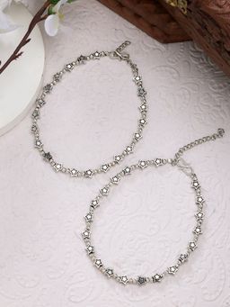 NVR - Women Silver Plated Star Design Anklets