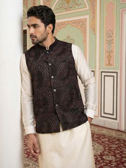Jompers - Black Velvet Embroidered Kurta with Pyjama and Waistcoat