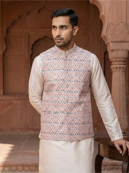 Jompers - Multi-Colour Cotton Blend Embroidered Nehru Jacket