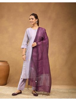Fabindia - Women Wine Linen Blend Woven Dupatta