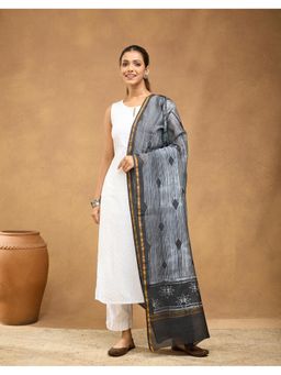 Fabindia - Women Grey Cotton Silk Dupatta