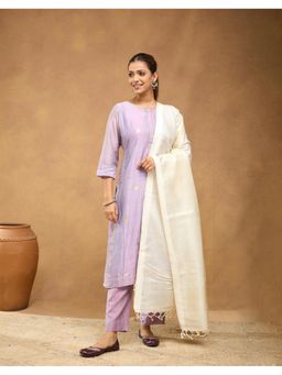 Fabindia - Women Cream Silk Blend Woven Dupatta