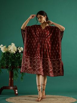 Rangdeep - Women Maroon Cotton Printed Dress