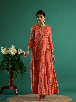 Rangdeep - Women Red Cotton Paisley Dress