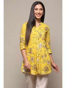 Biba - Yellow Rayon Straight Kurti